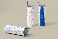 20oz Stainless Skinny Tumbler - Flower Lines Red Blue