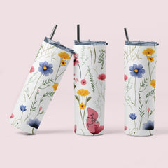 20oz Stainless Skinny Tumbler - Spring flowers