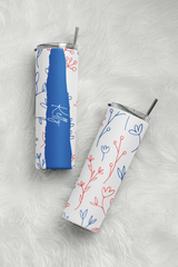 20oz Stainless Skinny Tumbler - Flower Lines Red Blue