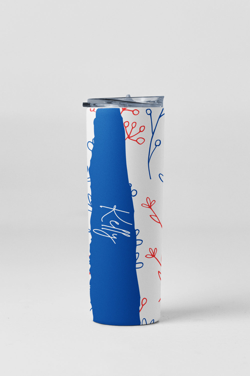 20oz Stainless Skinny Tumbler - Flower Lines Red Blue