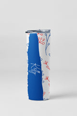 20oz Stainless Skinny Tumbler - Flower Lines Red Blue