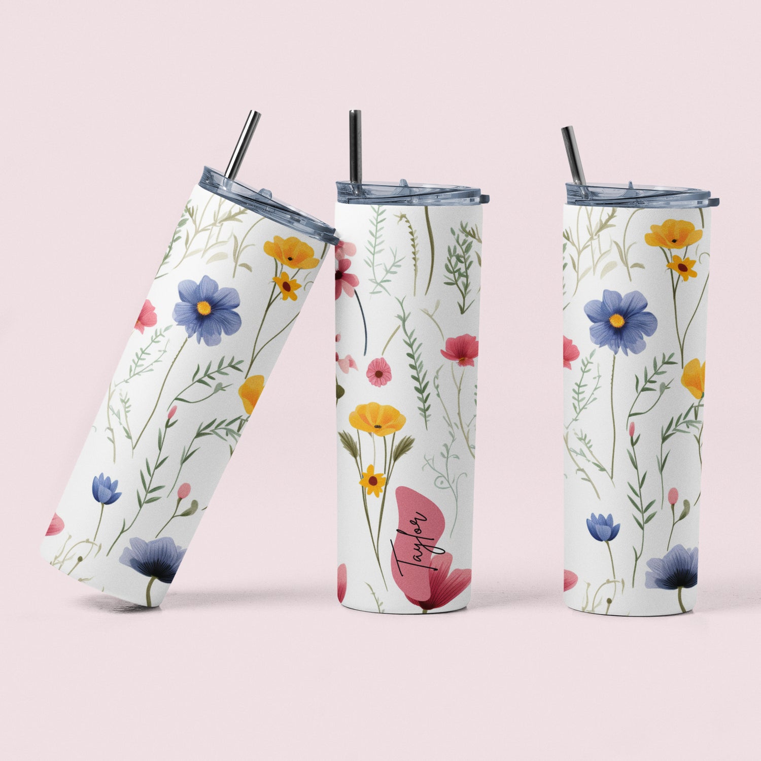 20oz Stainless Skinny Tumbler - Spring flowers