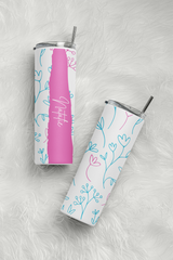 20oz Stainless Skinny Tumbler - Flower Lines Pink Aqua