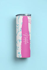 20oz Stainless Skinny Tumbler - Flower Lines Pink Aqua