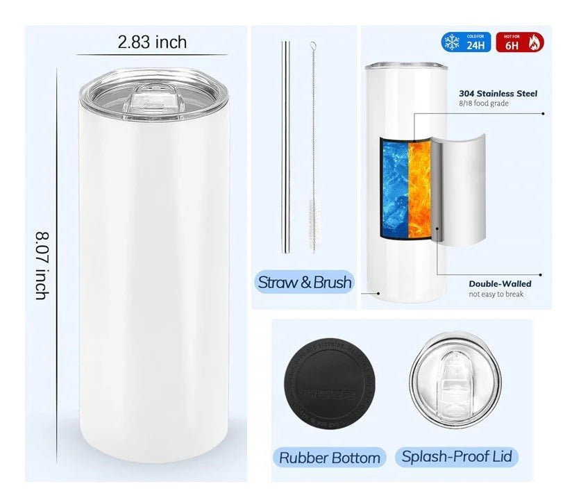 20oz Stainless Skinny Tumbler - Flower Lines Pink Aqua