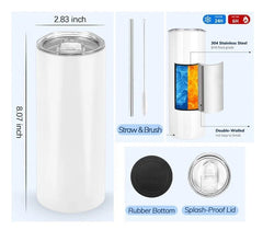 20oz Stainless Skinny Tumbler - Flower Lines Red Blue